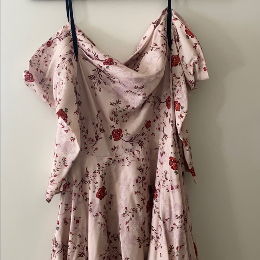 Off the shoulder sleeves cherry blossom mini dress